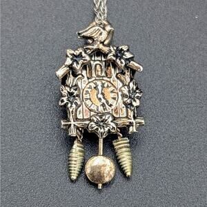 Vintage Solid Sterling Cuckoo Clock Pendant (Stamped 925 + Maker’s Lozenge)
